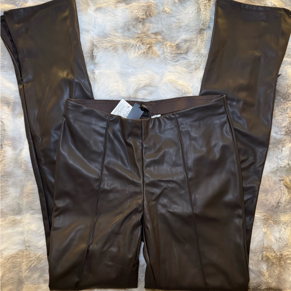 H&M Brown Faux Leather Pants